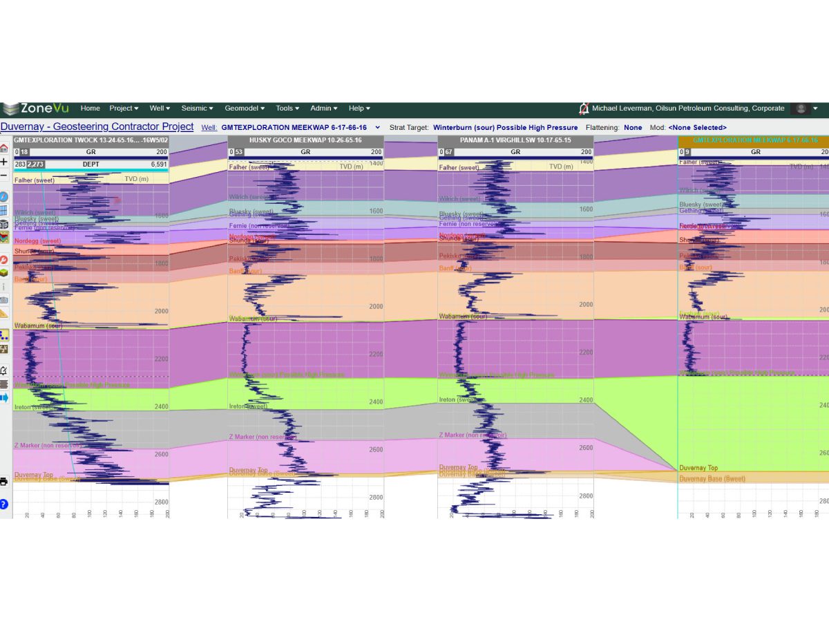 A computer screen showing the geological map of a mountain range.