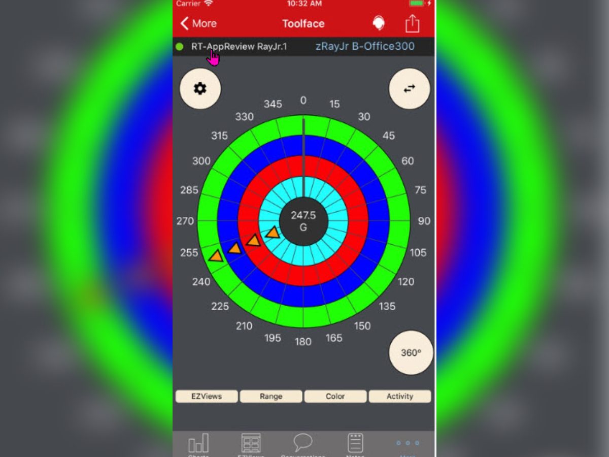 A picture of the app showing the color wheel.