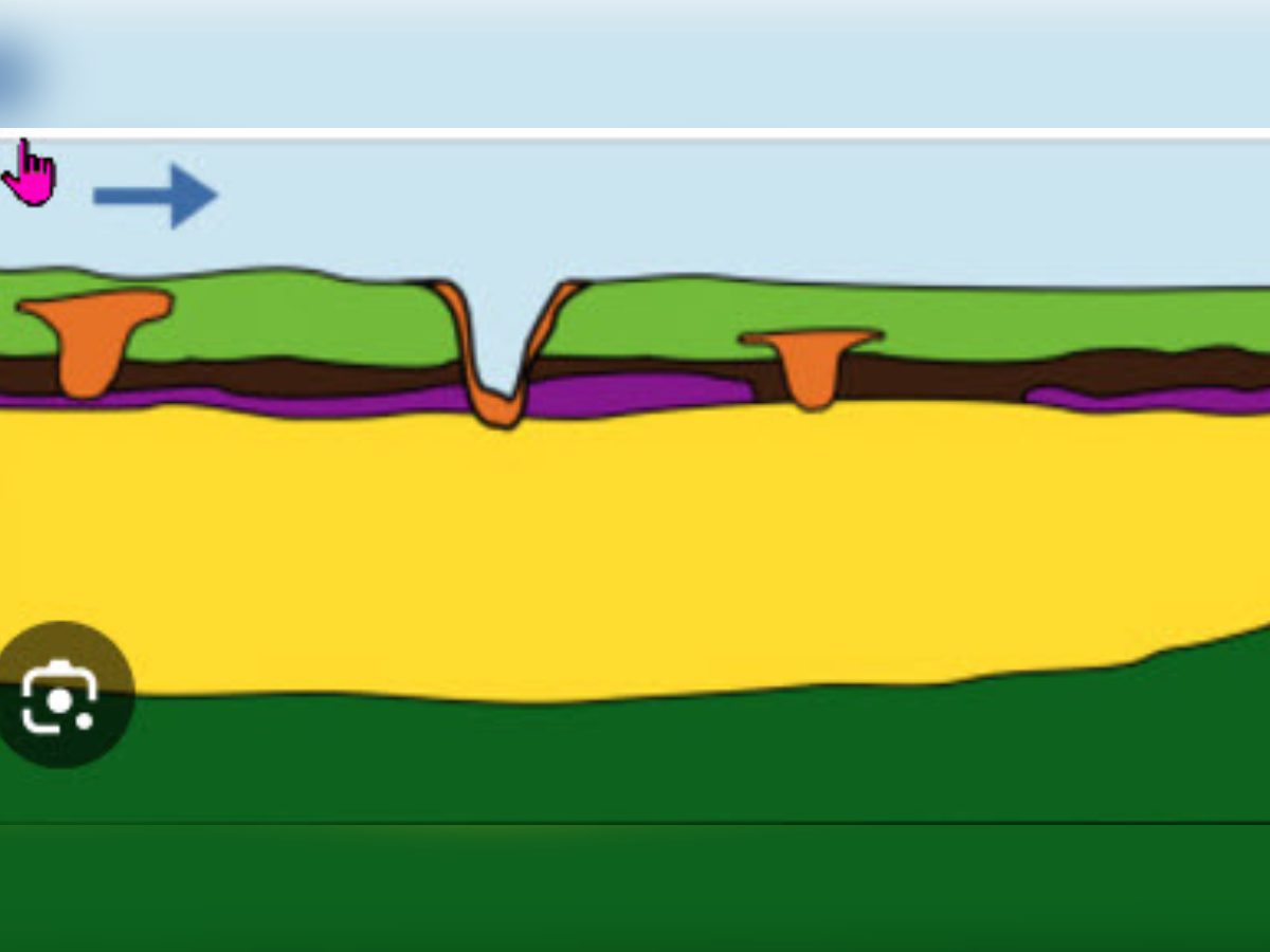 A cartoon of an area with grass and dirt.