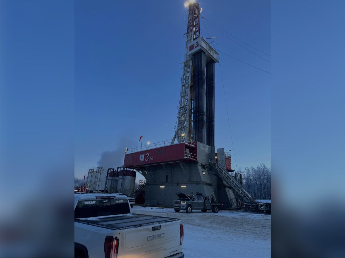 A drilling rig in the middle of nowhere.